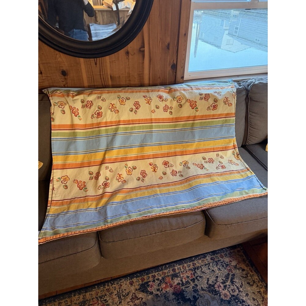 Macys The Cellar 52” X 82” Tablecloth Colorful Contemporary Striped Floral